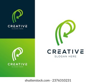 Abstract Initial letter P with Arrow logo design vector illustration