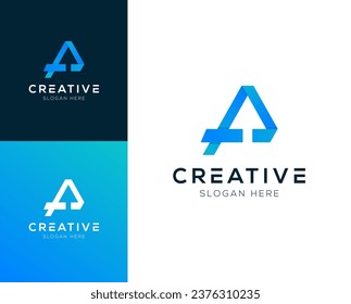 Abstract Initial letter P with Arrow logo design vector illustration