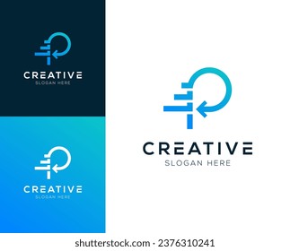 Abstract Initial letter P with Arrow logo design vector illustration