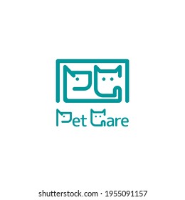Resumen Letra inicial P y C como diseño del logotipo de la forma de gato y perro para mascotas.