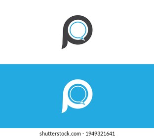 Abstract Initial Letter P chat Digital Tech Logo Design. Vector Logo Illustration