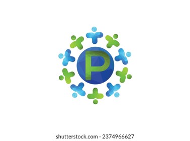 Resumen De La Letra Inicial P Que Conecta El Logo De La Gente.