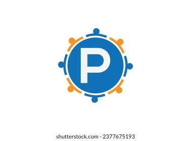 Abstrakter Anfangsbuchstabe P Connecting People Logo.