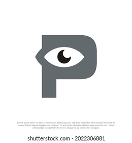 Abstract Initial Letter P with Eye Logo Design. Vector Illustration
