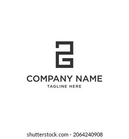 Resumen del logotipo de la letra inicial P y G. color negro aislado en fondo blanco. Usable para logotipos de empresas y marcas. Elemento de plantilla de diseño de logotipo de vectores planos