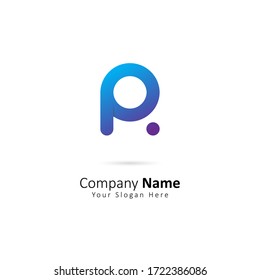 Abstract Initial Letter A Or P Logo with Dot Element. Design vector illustration Template