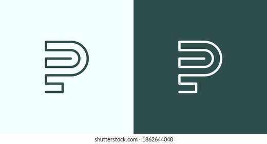 Abstract Initial Letter P Logo. Green and White Geometric Line isolated on Double Background. Usable for Business and Branding Logos. Flat Vector Logo Design Template Element.