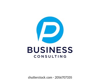 Abstract Initial Letter P Logo. Blue Bright Geometric Shape Origami Style isolated on White Background. Usable for Business and Branding Logos. Flat Vector Logo Design Template Element.