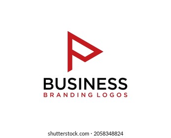 Abstract Initial Letter P Logo. Red Geometric Shape isolated on White Background. Usable for Business and Branding Logos. Flat Vector Logo Design Template Element.