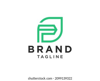 Abstract Initial Letter P Logo. Green Circular Rounded Line Infinity Style isolated on White Background. Usable for Business and Technology Logos. Flat Vector Logo Design Template Element