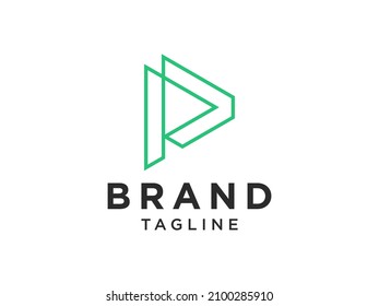 Abstract Initial Letter P Logo. Green Circular Rounded Line Infinity Style isolated on White Background. Usable for Business and Technology Logos. Flat Vector Logo Design Template Element