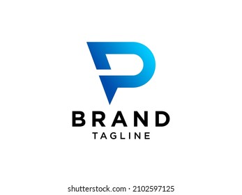 Abstract Initial Letter P Logo. Blue Bright Geometric Origami Style isolated on White Background. Usable for Business and Branding Logos. Flat Vector Logo Design Template Element.

