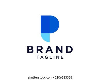 Abstract Initial Letter P Logo Outline Style isolated on White Background. Flat Vector Logo Design Template Element