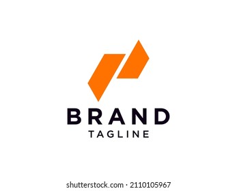 Abstract Initial Letter P Logo. Orange Geometric Line isolated on White Background. Usable for Business and Branding Logos. Flat Vector Logo Design Template Element.