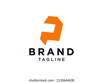 Abstract Initial Letter P Logo. Orange Geometric Line isolated on White Background. Usable for Business and Branding Logos. Flat Vector Logo Design Template Element.