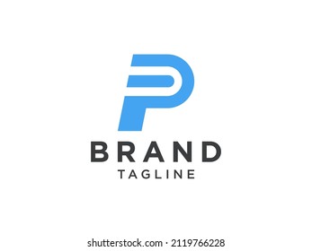 Abstract Initial Letter P Logo. Blue Light  Geometric Shape isolated on White Background. Usable for Business and Branding Logos. Flat Vector Logo Design Template Element.