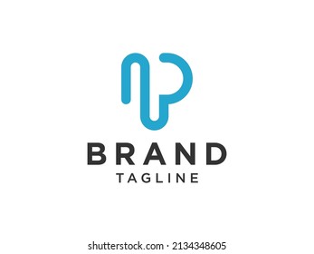 Abstraktes Logo für den Anfangsbuchstaben P. Blaue Form mit Blau einzeln auf weißem Hintergrund. Für Unternehmens- und Branding-Logos geeignet. Flaches Vectorlogo-Design-Vorlagenelement.