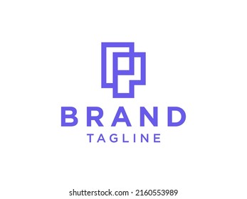 Abstract Initial Letter P Logo. Blue Geometric Arrow Shape Origami Style. Usable for Business and Construction Logos. Flat Vector Logo Design Template Element.