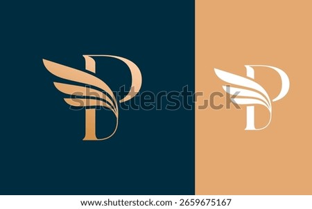 Abstract Initial letter P with luxury wing logo design vector illustration
