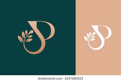 Abstrakter Anfangsbuchstabe P mit natürlichen Ölen Logo-Design, Vektorgrafik