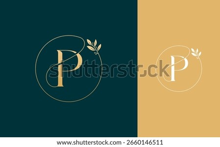 Abstract Initial letter P with nature leaf logo design vector illustration
