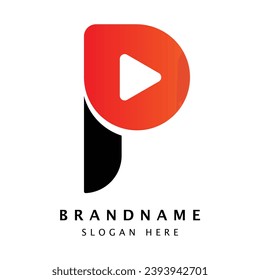 Abstract Initial Letter p and play Logo.  Usable for Business and Branding Logos. Flat Vector Logo Design Template Element.