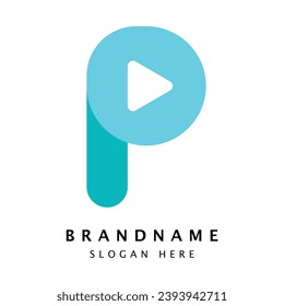 Abstract Initial Letter p and play Logo.  Usable for Business and Branding Logos. Flat Vector Logo Design Template Element.