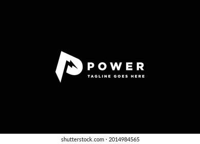 Abstract initial letter P power with thunderbolt electrical logo design vector illustration