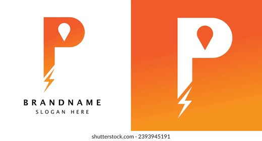 Abstract Initial Letter  P power logo. Shape Cutout Style isolated on Double Background. Usable for Business and Branding Logos. Flat Vector Logo Design Template Element.