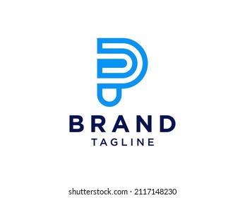 Abstract Initial Letter P and R Linked Logo. Linear Rounded Origami Style isolated on White Background. Usable for Business and Branding Logos. Flat Vector Logo Design Template Element