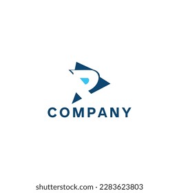 Abstract Initial Letter P and R Linked Logo. Blue Circular Rounded Infinity Style 