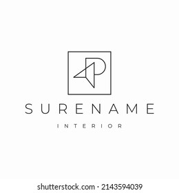 Abstract initial letter P typography logo design interior design logo inspiration custom logo design
