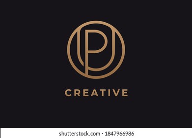 Abstract initial letter P and U logo,usable for branding and business logos, Flat Logo Design Template, vector illustration