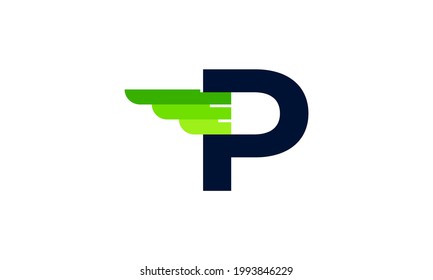 Abstract Initial Letter P Wing and Strip Monogram Logo. Usable for Business and Branding Logos.