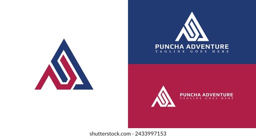 Letra inicial abstracta PA o logotipo de AP en color rojo-azul aislado en múltiples colores de fondo aplicados para el logotipo de aventura deportiva también adecuado para las marcas o empresas tienen nombre inicial AP o PA.