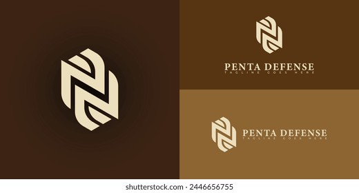 Abstract initial letter PD or DP logo in soft gold color isolated on multiple background colors. The logo is suitable for property general contractor company logo icons to design inspiration templates