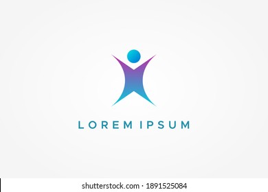 Abstract Initial Letter I People Logo. Blue and Purple Geometric Shape Human Symbol isolated on White Background. Usable for Business and Healthy Logos. Flat Vector Logo Design Template Element.