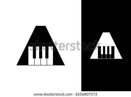Abstract Initial letter A and Piano logo design vector illustration