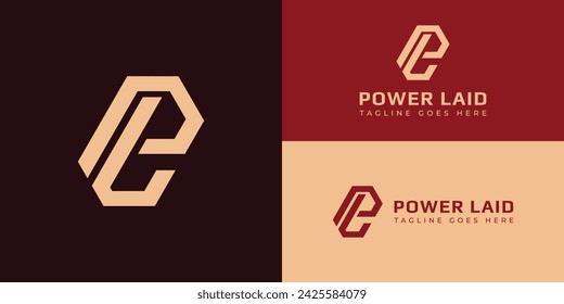 Abstract initial letter PL or LP logo on soft gold color isolated on multiple red backgrounds applied for sports card company logo also suitable for the brands or companies have initial name LP or PL.