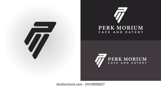 abstract initial letter PM logo in black color isolated in white background applied for cafe and restaurant logo also suitable for the brands or companies that have initial name MP