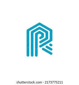 abstract initial letter PR logo in blue color isolated in white background applied for project management company logo also suitable for the brands or companies that have initial name RP