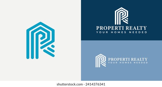 letra inicial abstracta logotipo PR en color azul aislado en fondo blanco aplicado para el logotipo de la empresa de gestión de proyectos también adecuado para las marcas o empresas que tienen nombre inicial RP