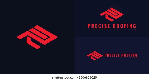 Abstract initial letter PR or RP in red color isolated on multiple background colors. The logo is suitable for roofing company logo design inspiration templates.