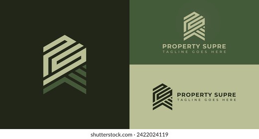 Abstract initial letter PS or SP logo in soft green color isolated in multiple green backgrounds applied for property company logo also suitable for the brands or companies have initial name PS or SP