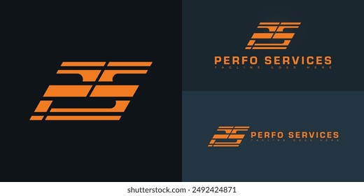 Abstract initial letter PS or SP in orange color isolated on multiple background colors. The logo is suitable for automotive business logo design inspiration templates.