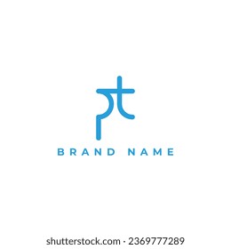 Abstract initial letter PT or TP linked round lowercase logo in blue color isolated on a white background. Letter PT logo applied for accounting and financial logo design inspiration template