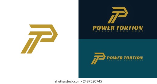 Abstractas letra inicial PT o TP logo en color dorado aislado en múltiples colores de fondo. El logotipo es adecuado para la aptitud y suplementos de la marca de diseño de Vector ilustración Plantillas de inspiración