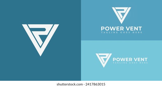 Abstract initial letter PV or VP logo in white color isolated in blue backgrounds applied for venture capital firm logo also suitable for the brands or companies have initial name VP or PV.