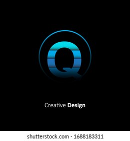 Abstract Initial Letter Q Logo With Circle. Design Vector Illustration Paper Cut Template. Origami Logo Concept