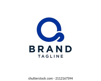 Abstract Initial Letter Q Logo. Blue  Circle Shape Linear Rounded Style isolated on White Background. Usable for Business and Branding Logos. Flat Vector Logo Design Template Element.